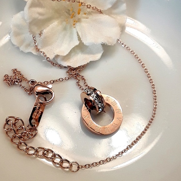 NEW Rose gold Numeric CZ  Necklace - Picture 2 of 8